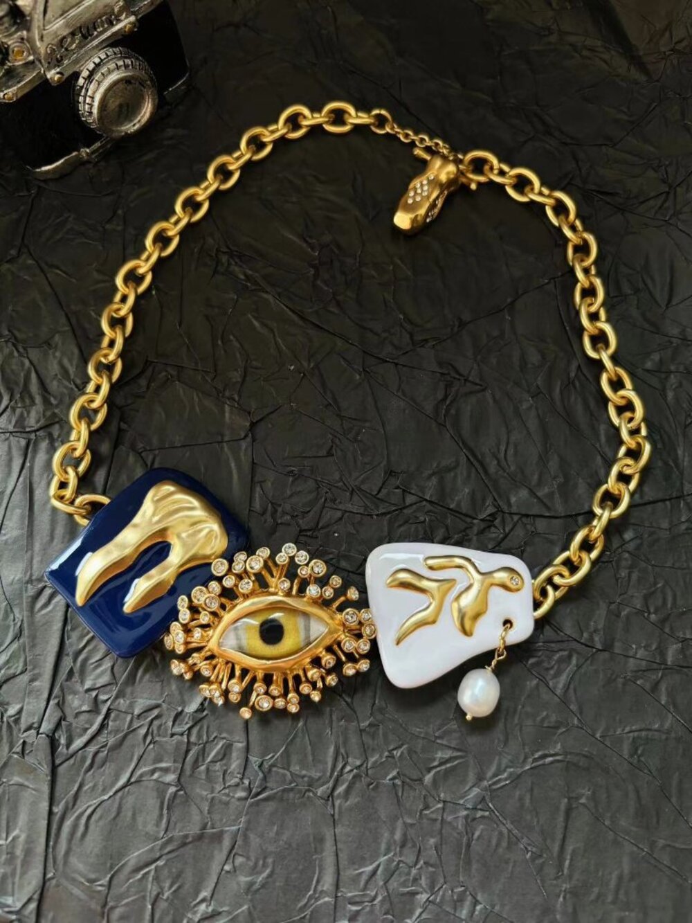 Schiaparelli Devil Eye Enamel Necklace